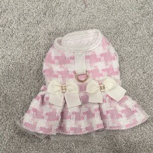 Tweed dress harness for XS dog